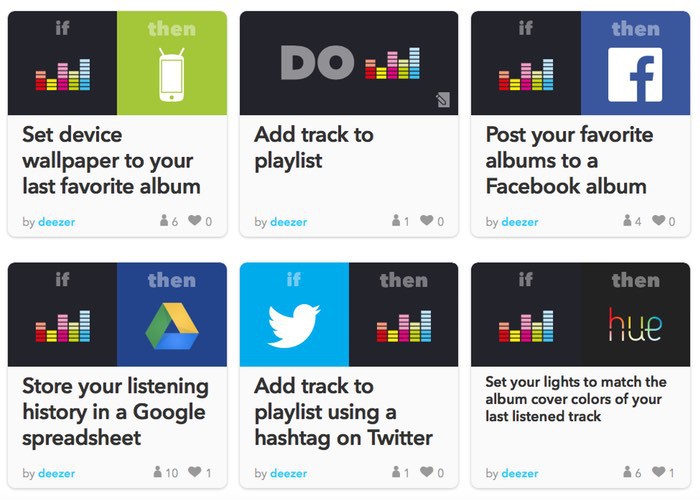 Deezer IFTTT recipes