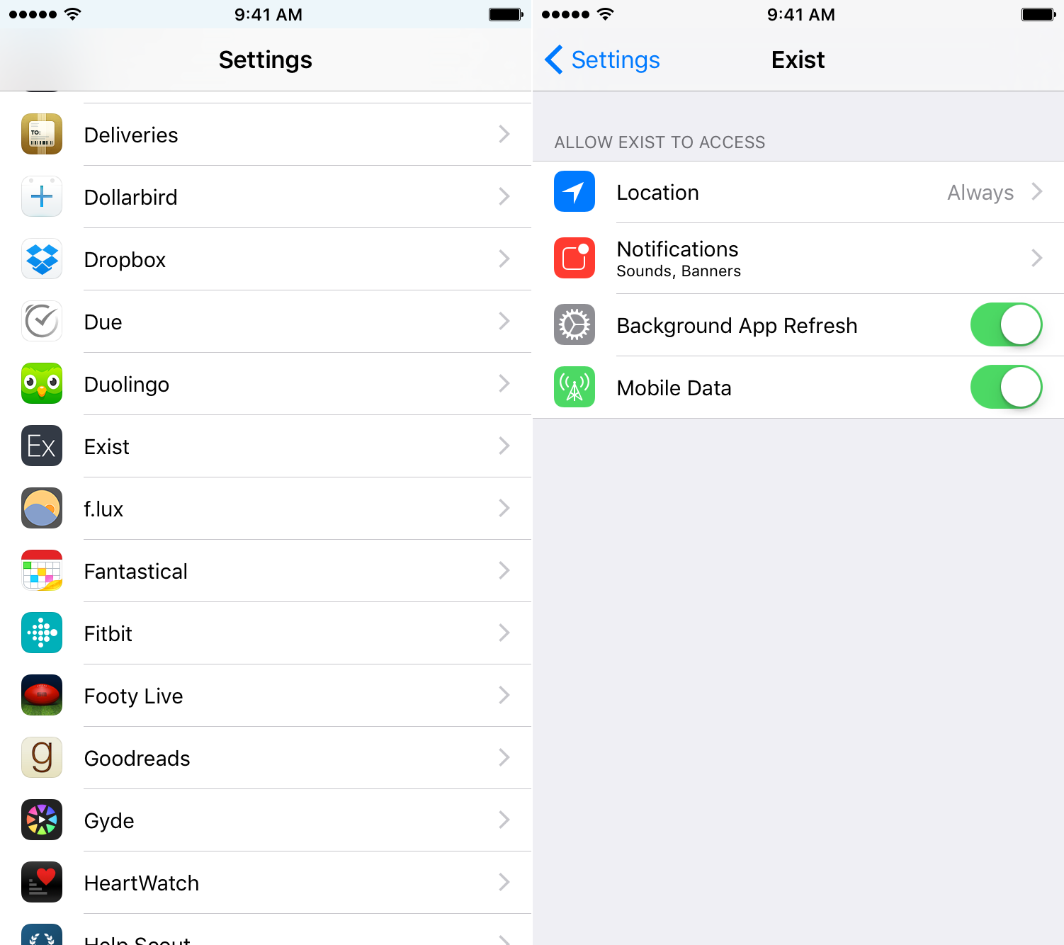 Apple Health in Exist - settings