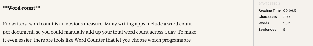 word count in iA Writer Pro